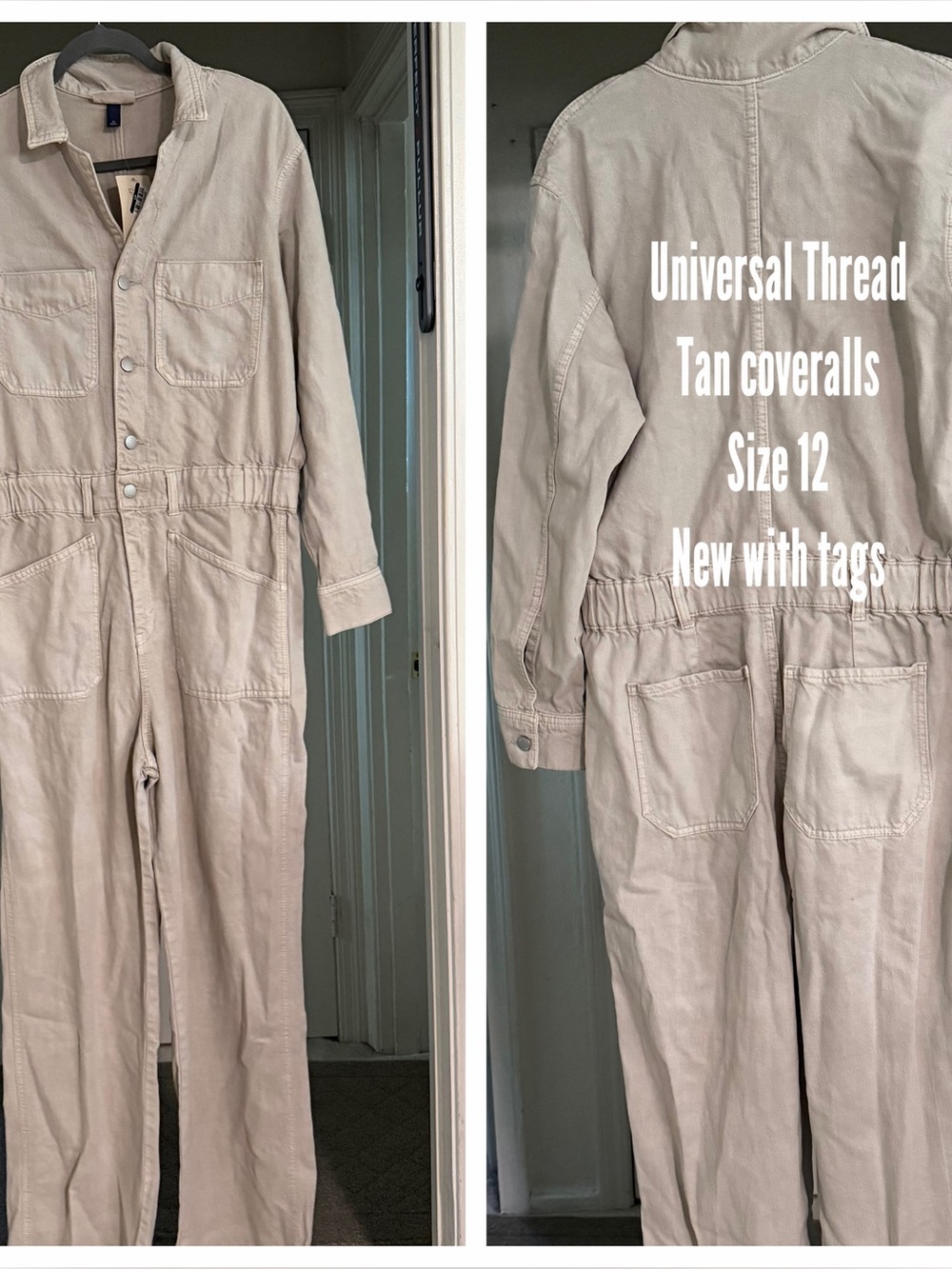 Universal Thread Cream-Tan Utility Jumpsuit
New with tags.  Size 12